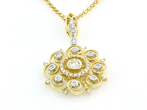 circle diamond pendant in 18 karat yellow gold
