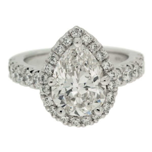Pear diamond engagement ring with halo