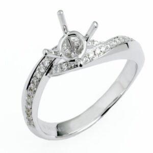 Twist pave diamond engagement ring