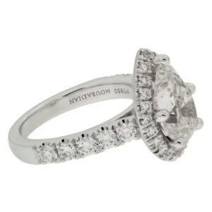 Pear diamond engagement ring with halo