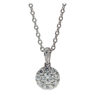 Diamond Circle Pendant With Link Chain Front