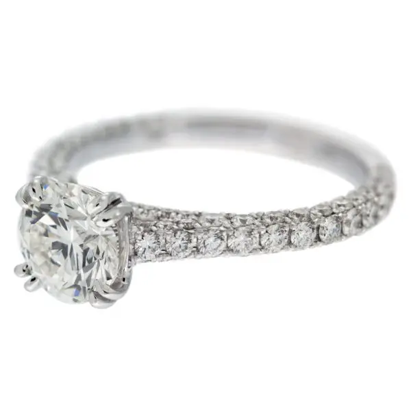 solitaire diamond engagement ring with diamond shank front