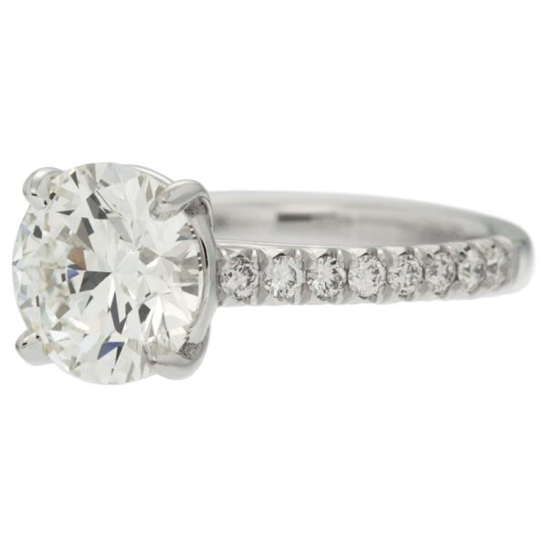 solitaire diamond with diamond shank engagement ring