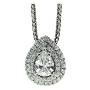 PEAR DIAMOND NECKLACE WITH A DOUBLE HALO
