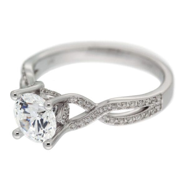 2 Ct Round 14K White Gold Created Diamond Halo Twisted Shank Engagement Ring – VVS1, D Color