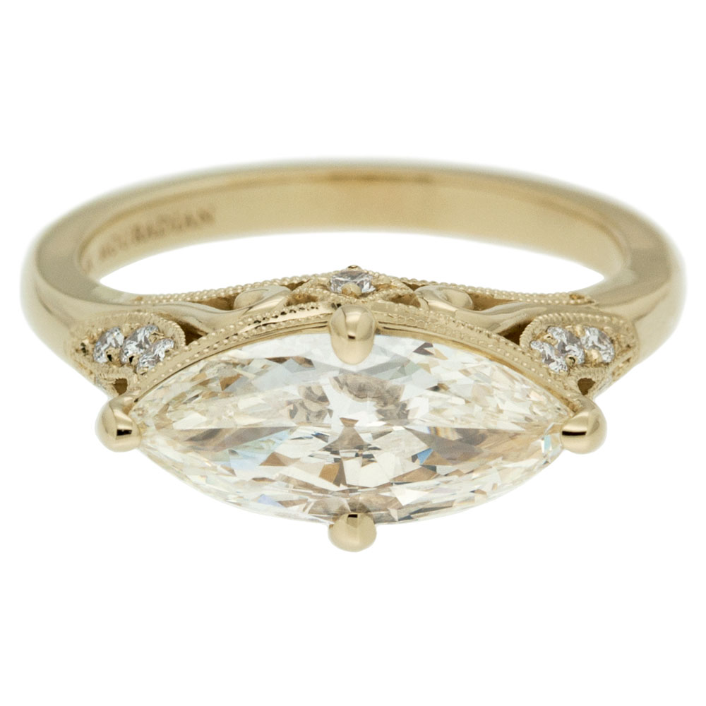 Yellow Gold Marquise Diamond Ring Front