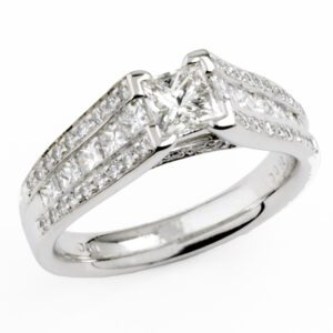 CATHEDRAL CHANNEL SET PRINCESS CUT DIAMOND ENGAGEMENT RING