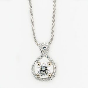 INFINITY DIAMOND SOLITAIRE PENDANT IN 18 KARAT WHITE GOLD