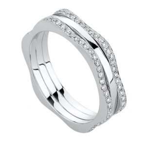 PAVE DIAMOND WEDDING BAND IN 14 KARAT WHITE GOLD