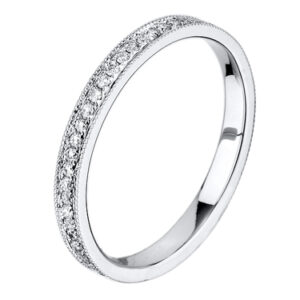 PAVE’ DIAMOND WEDDING BAND IN 14 KARAT WHITE GOLD