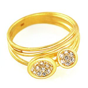 DOUBLE BEZEL DIAMOND RING IN 14 KARAT YELLOW GOLD