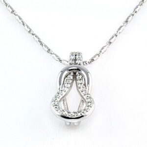 LOVE KNOT PAVE DIAMOND PENDANT IN 14 KARAT WHITE GOLD