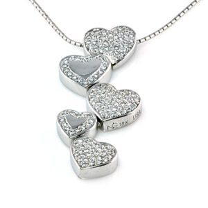 PAVE HEART DROP DIAMOND IN 18 KARAT WHITE GOLD