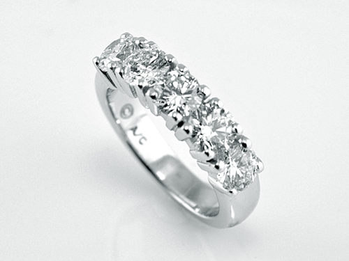 eternal five stone diamond wedding ring in platinum