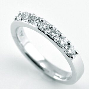 PAVE’ SEVEN STONE DIAMOND WEDDING BAND IN 14 KARAT WHITE GOLD